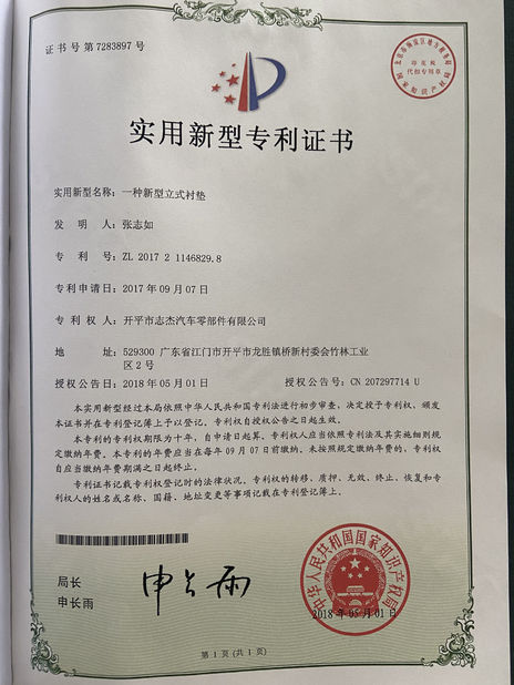 China Kaiping Zhijie Auto Parts Co., Ltd. Certification